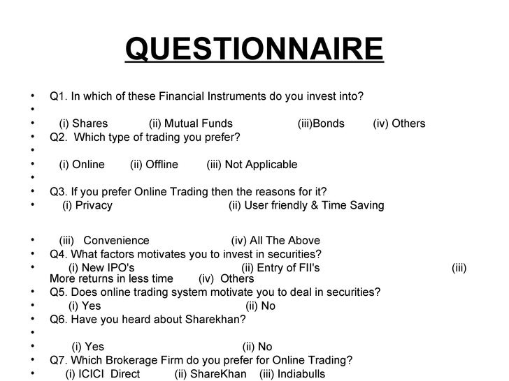 investors perception towards stock market investment questionnaire questionnaire sample for investors